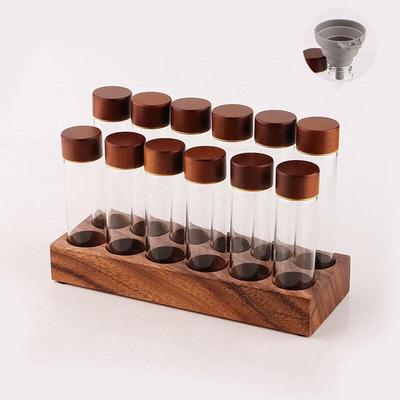 Walnut Wood Coffee Bean Dispenser with Glass Tubes