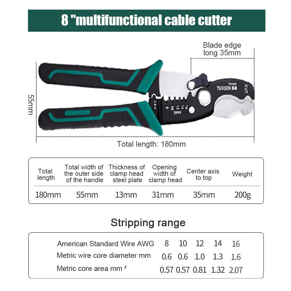 9 In 1 Wire Strippers Cutter Multi-function Nippers Sharp-nosed Peeling Pliers Electric Cable Stripping Electrician Crimpingtool