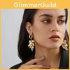 Gold Chic Alloy Geometric Earrings With Pearl Detail Elegance Everyday