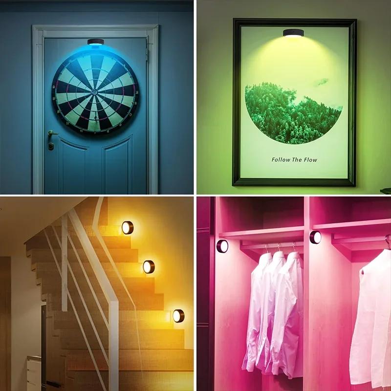 Wall Mounted Wireless Picture Light with Remote Control Dimmable Battery Operated Adjustable 13 Color Light for Artwork Display