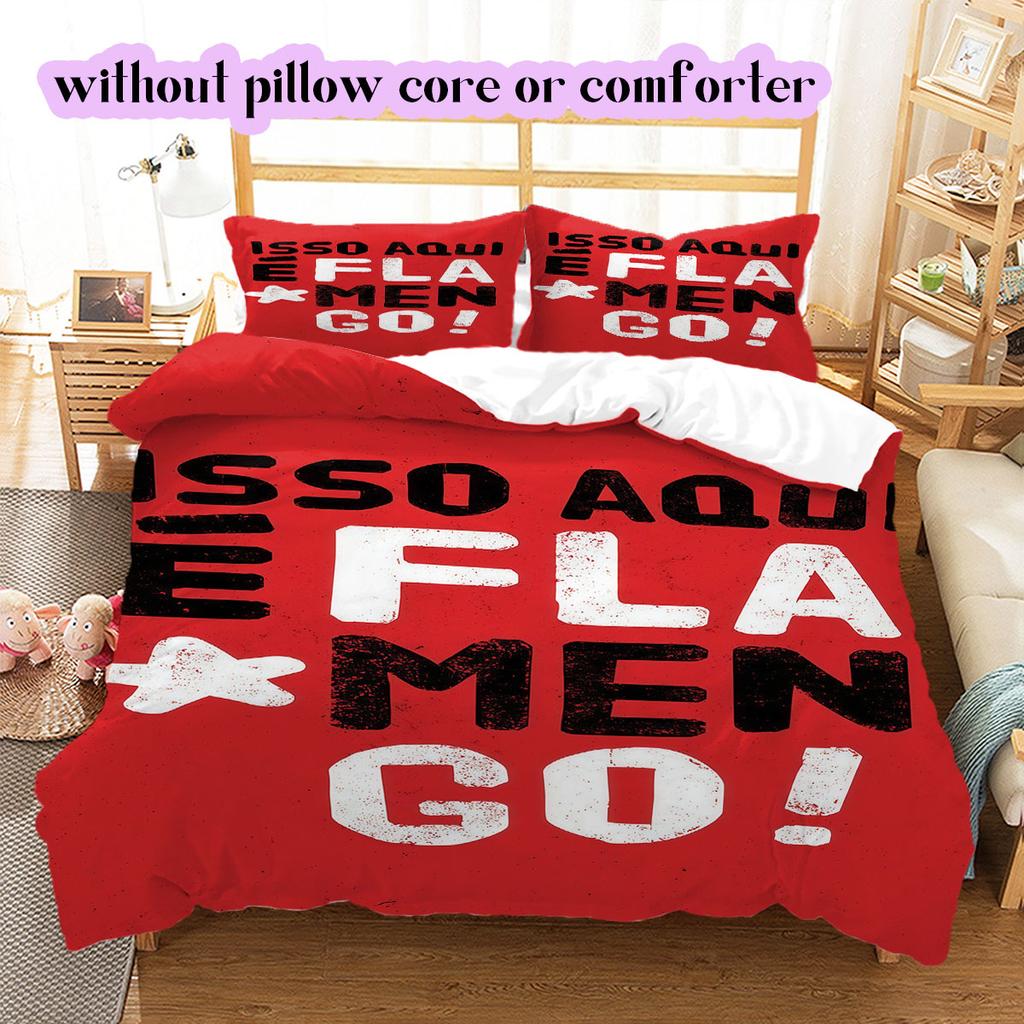 Flamengo Football Soccer Pattern Bedding,Quilt Set Quilt Cover Pillowcase Home Birthday Gift (1*duvet Cover+2*pillowcase,without Core)