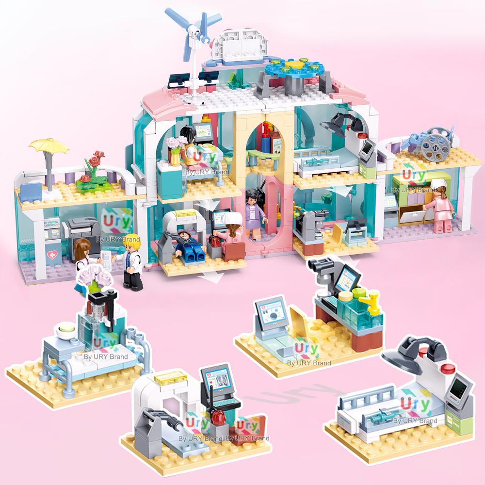 Sluban Friends House City Hospital Ambulance Rescue MRI Room Inpatient Ward Building Blocks Set DIY Toy for Girl Birthday Gift