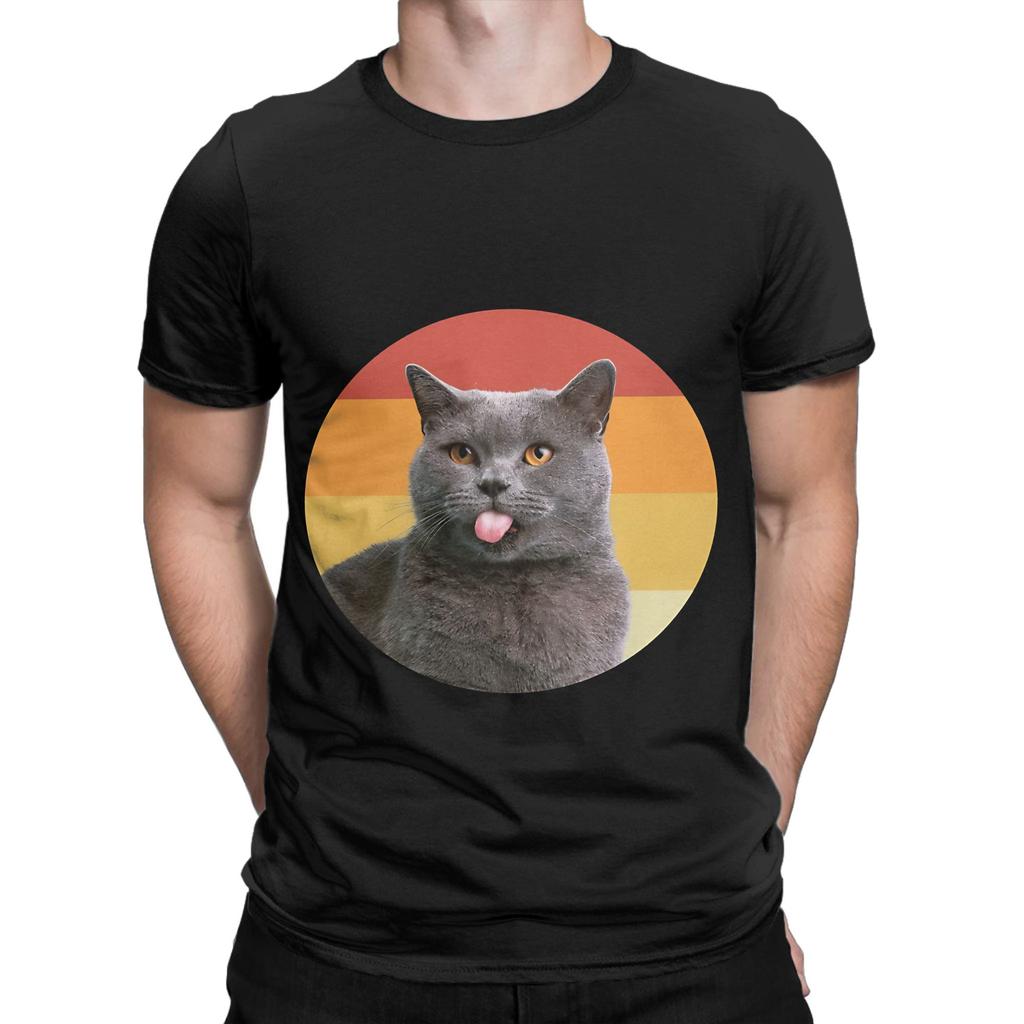 british shorthair vintage retro face Funny Graphic 100 Cotton TShirt Shorthair Tops Tees For Unisex