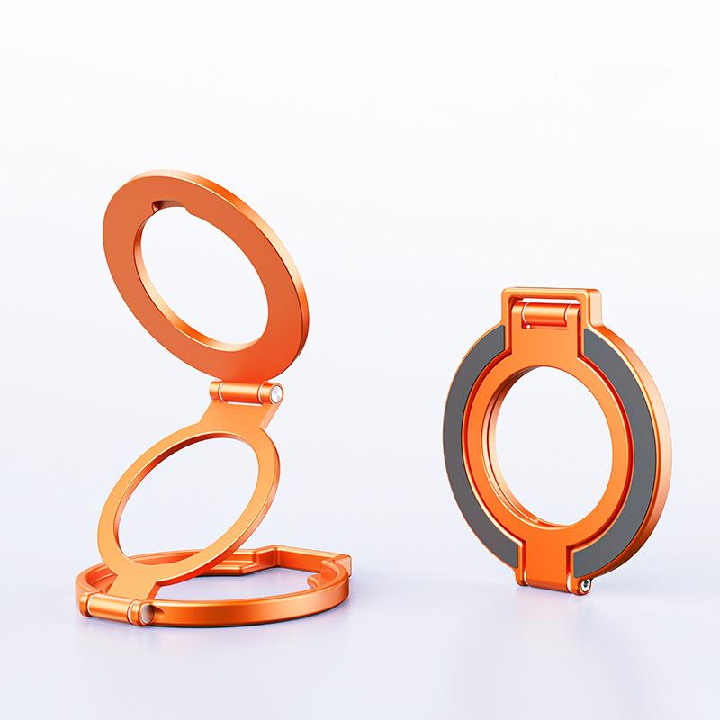 Multifunctional Double-sided Foldable Super Strong Magnetic Phone Stand with Aviation Aluminum Alloy for Desktop Use Lay Flat оранжевый