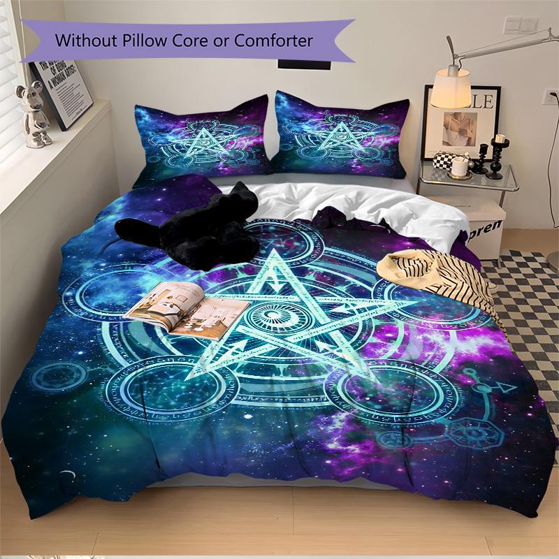 3pcs Cosmic Symbols Duvet Cover Set, Cover For Bedroom Guest Room (1 Duvet Cover + 2 Pillowcase, Without Quilt),  yy250922155