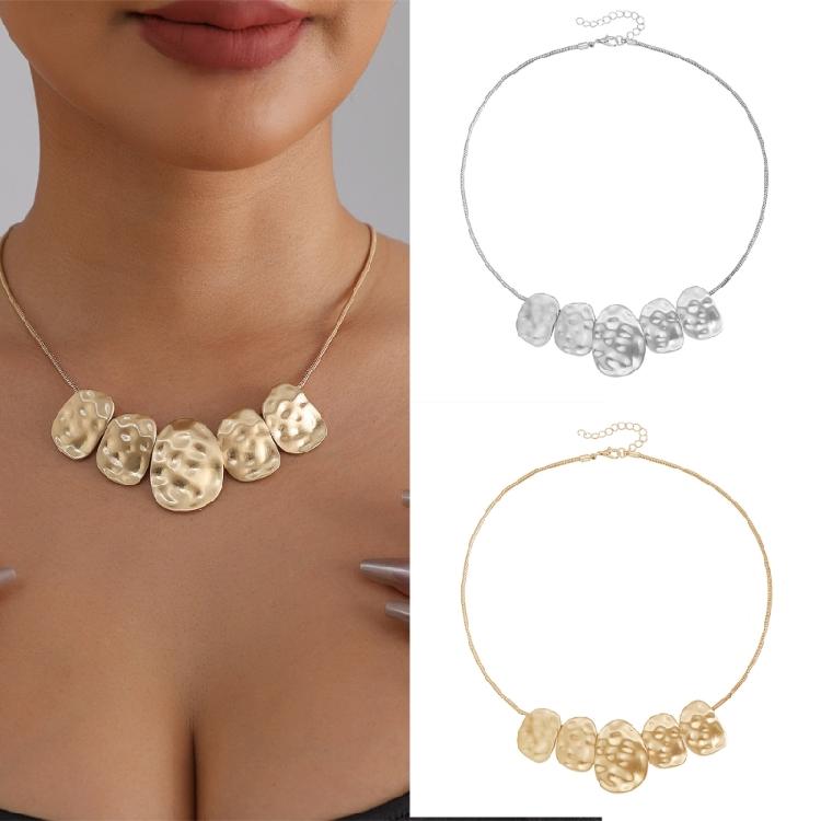 Stylish Edgy Asymmetrical Alloy Necklace With Textured Surfaces Detail Modern Accessory For Casual Wear