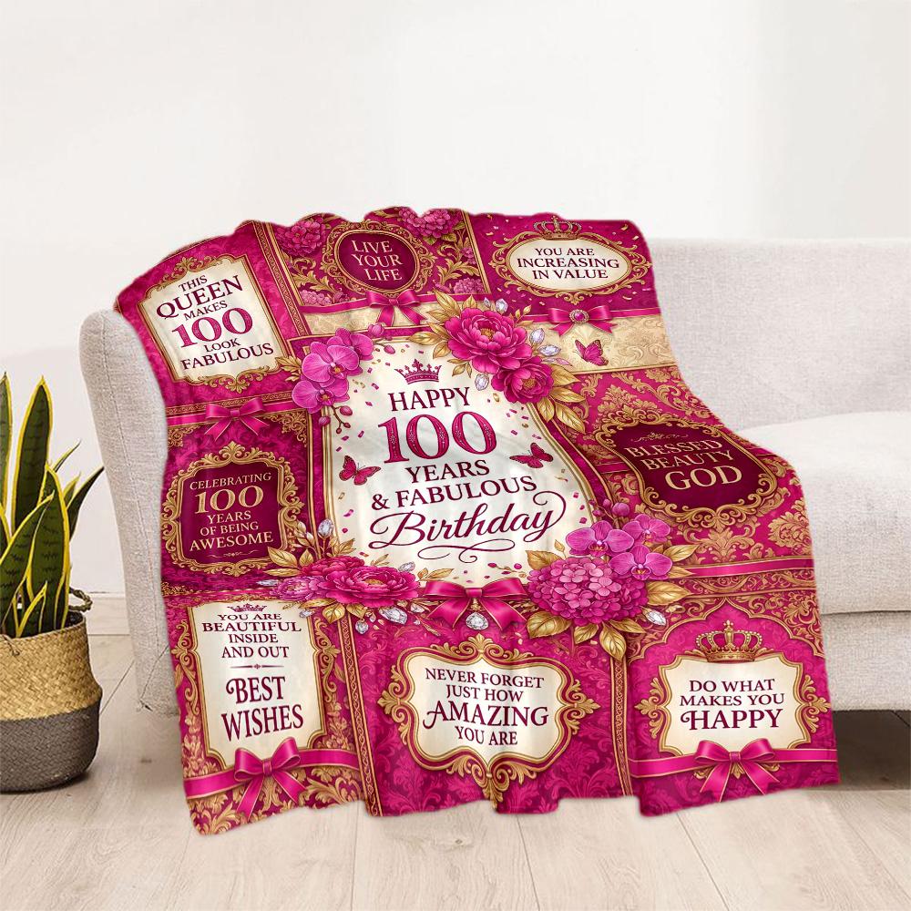 Happy Years Birthday Blanket Ultra-Soft Suitable for Seaside Bed Picnics for All Seasons Warmthful Decor Perfect Gift for Relatives and Friends