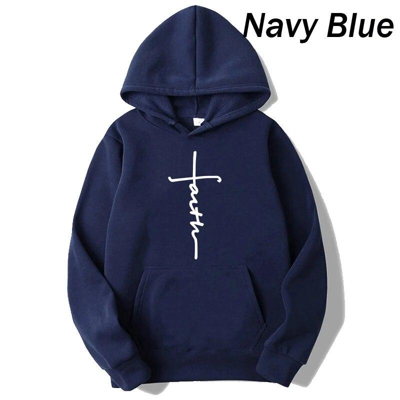 Women Hoodie Cool Faith Print Hoodie Sweatshirt  Women Fleece Hoodie Fashion Sports Hoodie Crew Neck Hoodie Sweatshirt