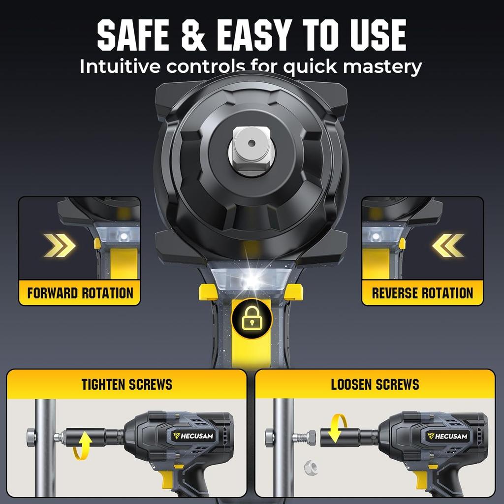 Cordless Impact Wrench 1/2 Inch, 1032 ft-lbs Brushless, 4-Speed, 2x 4000mAh Batteries & Accessories