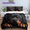 Black Rottweiler Pattern Bedding Home Decoration Birthday Gift (1 * duvet cover + 2 * pillowcase, without core)