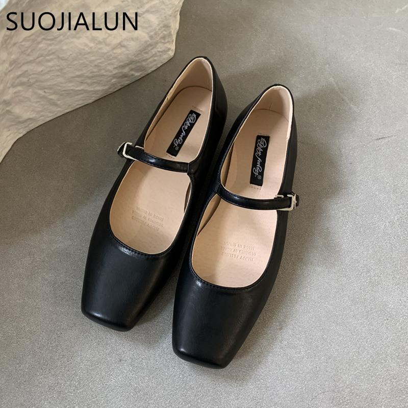 Fashion 2024 Summer New Brand Women Flats Fashion Square Toe Shallow Mary Jane Shoes Soft Casual Ballet Shoes Slingback Shoes