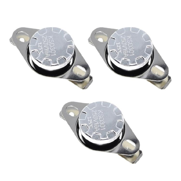 

3 шт. 40/70/85/125℃ KSD301 250V 10A Нормально замкнений Нормально розімкнений Температурний перемикач Термоконтроль Ремонтна частина