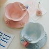 Embossed Petals Ceramic Coffee Cup Saucer Home Breakfast Bread Milk Cup Modern Afternoon Tea Exquisite Tea Cup Office Mug Home