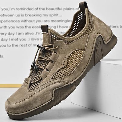 Freizeitschuhe Herren Sommer neu atmungsaktiv hohl Oktopus Herrenschuhe ein Pedal flacher Boden rutschfest leicht große Größe Mesh-Schuhe