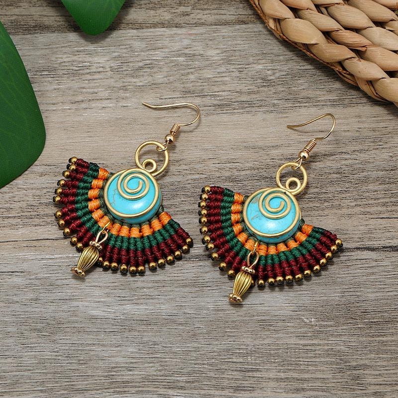 Niche Design Woven Earrings Bohemian Retro Resort Style Personality Temperament Handmade Earrings