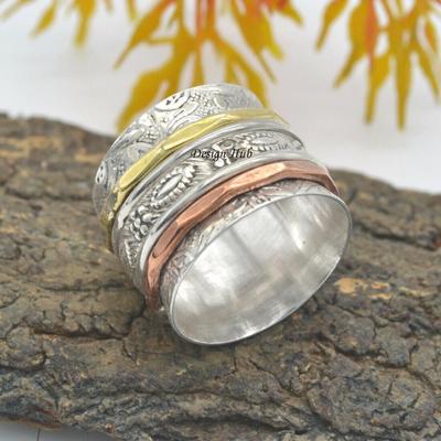 Silver Spinner Ring , Sterling Silver Spinning Ring , Hammered Ring , Stress Ring , Meditation Ring , Gift For Her , Spinner Rings For Women