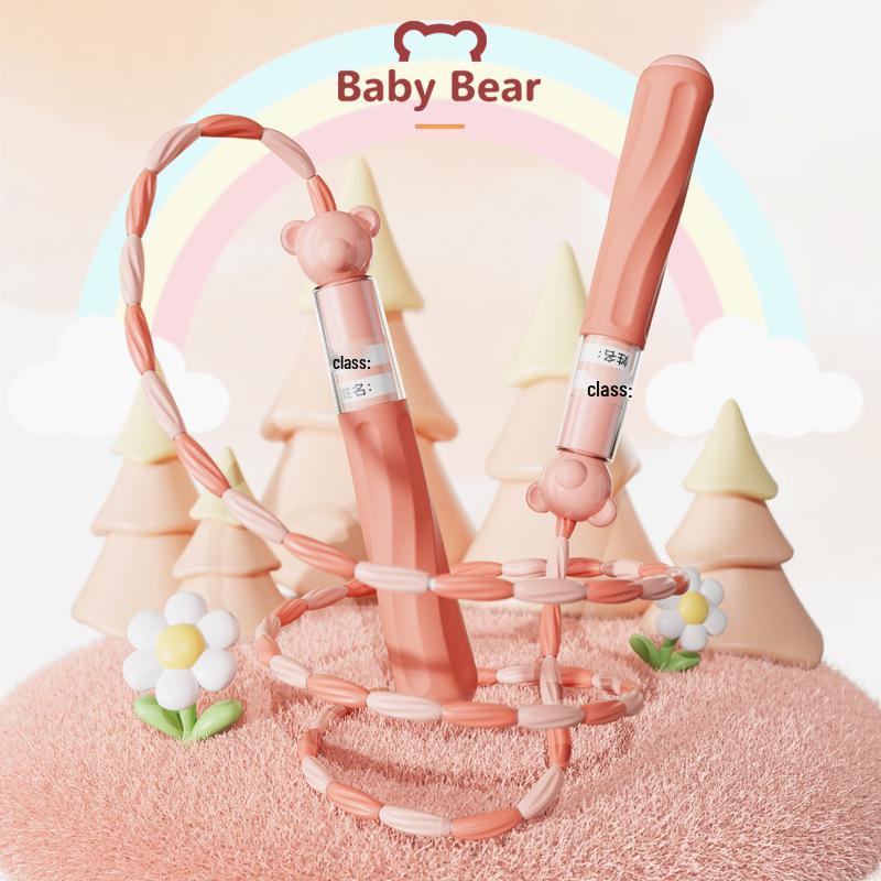 

Дитяча регульована бамбукова скакалка - М яка гумова конструкція для початківців, Ідеальна для тренувань від дитячого садка до середньої школи