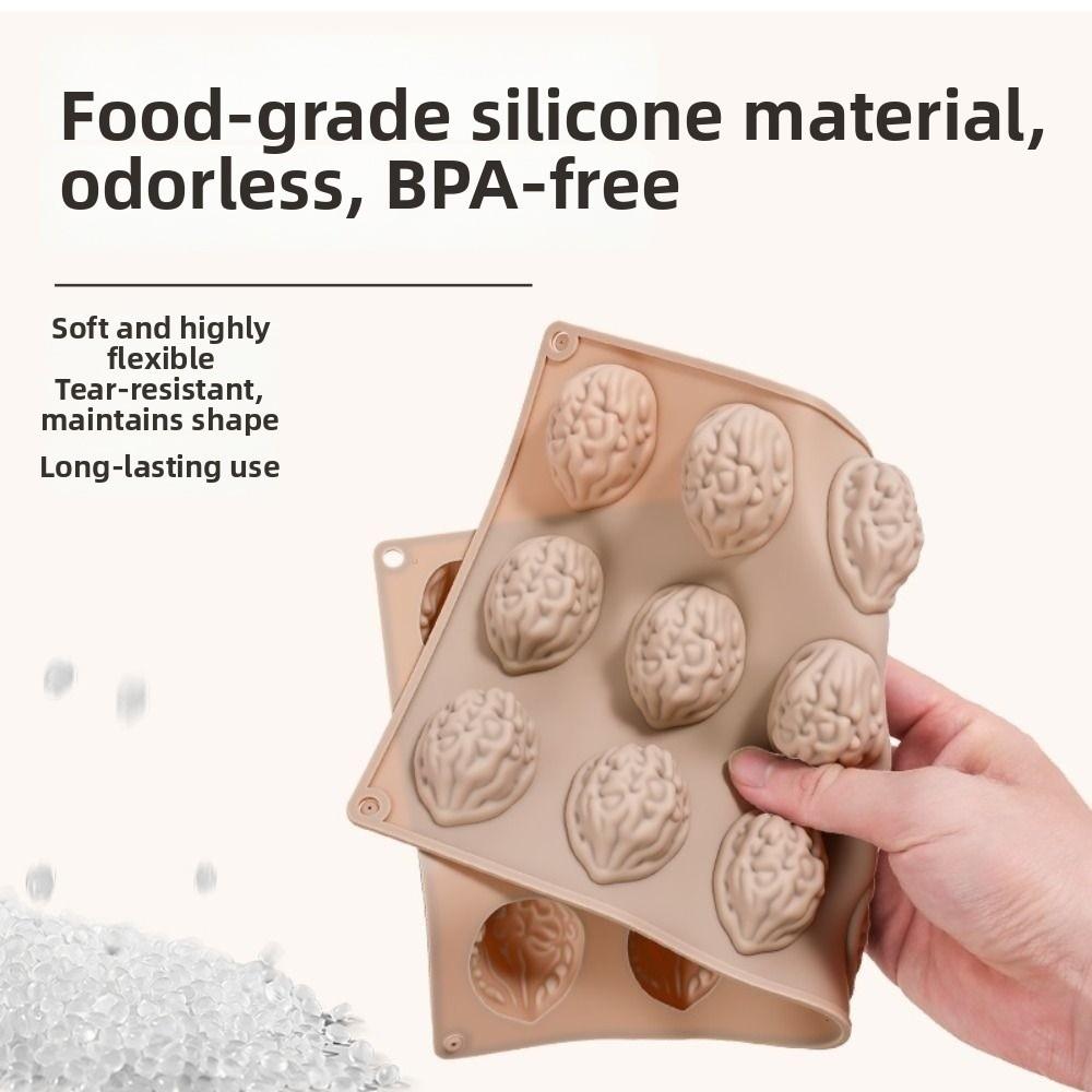 Heat-Resistant Walnut Silicone Molds 18-Cavity Baking Cake Mold New 3D Walnut Cookie Molds  Candy