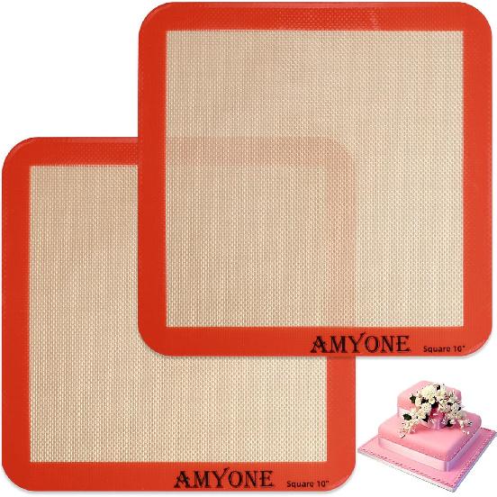 AMYONE Quarter Sheet Silicone Baking Mat, 2 Pcs Non-Stick Silicone Baking Mats Cookie Sheet for 9x13 Baking Pan, Reble Baking Sheet Liners Compatible