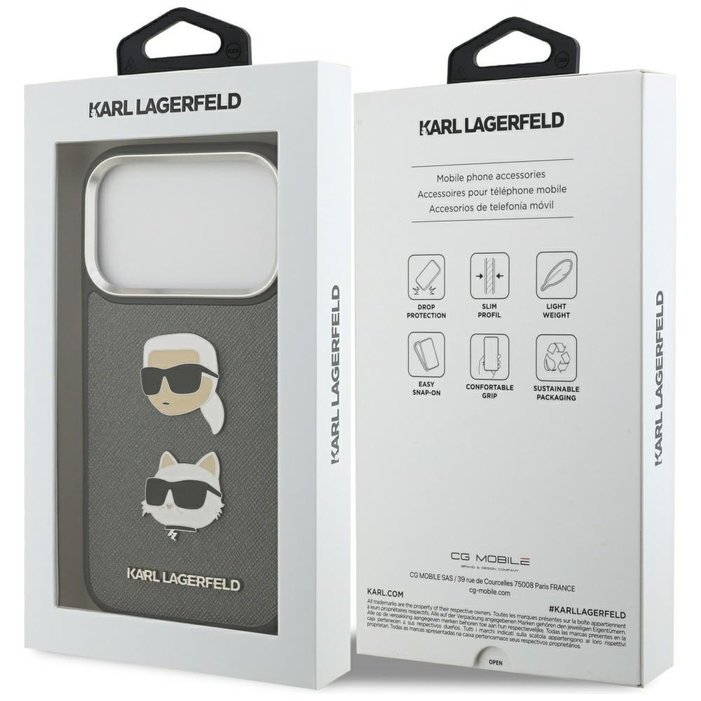 Karl Lagerfeld Case Fw Grained Karl & Choupette Heads Pins & Logo