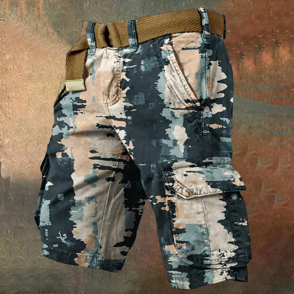 Men's Summer Loose Casual Camouflage Work Shorts, Large-sized Multi-pocket Mid-length Pants Without A Belt