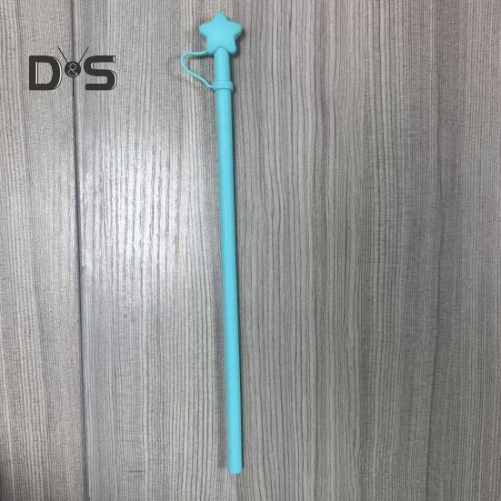 Reusable Silicone Straws with Star Cap Bite-resistant Drinking Tubes for Hot Cold Drinks BPA-Free Flexible Long Straw