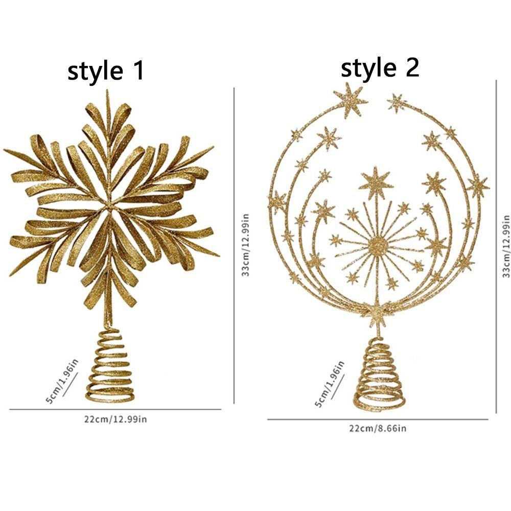 Gold Glitter Christmas Topper Decor Iron Xmas Tree Ornament  Holiday Party