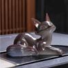 Artistic Foxes Teas Pet Figurine Heat Reactive Resin Craftsmanship Unique Table Decoration Gift Teas Ceremony Accessory