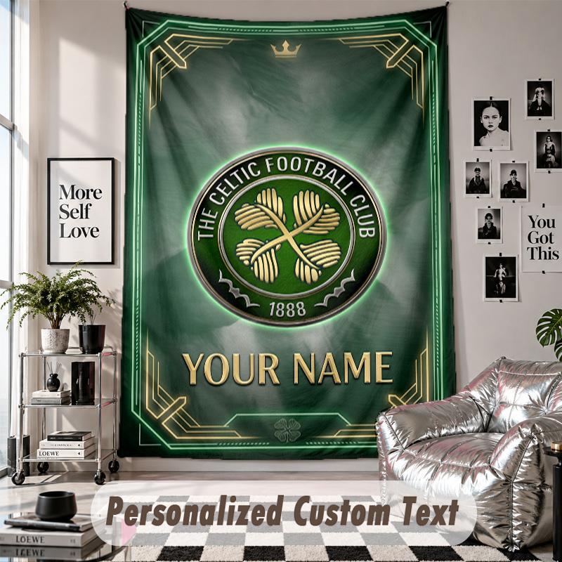 Custom Tapestry Wall Hanging, Celtic FC Personalized Name Text Home Wall Decor