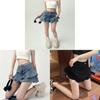 Denim Mini Skirt For Women High Waist Splicing Summer Ruffled Fashionable Casual For Teens