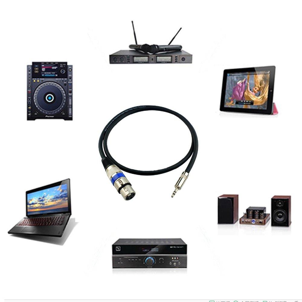 XLR Cable, Microphone Cable, Canon Conversion Cable, 3.5mm Stereo (Male) to XLR (Female) Headphone Audio Cable, XLR Connector 3-Pin Extension Cable