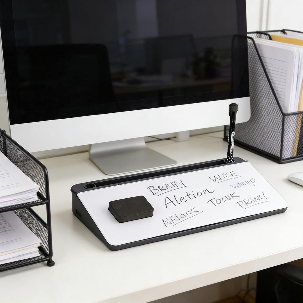 Practical Desktop Whiteboard Set With Appealing Front And Cleaning Cloth Good For Reminders Tasks And sketches
