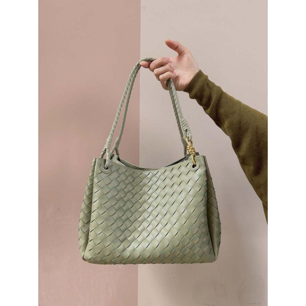 Borsa a tote in pelle a paracadute da donna intrecciata a mano a spalla a tracolla borsa cesto vegetale grande pendolare tendenza