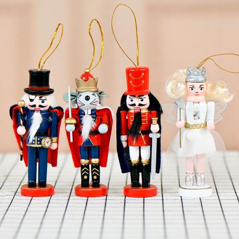 4Pcs 13Cm Tall Mouse Princess Guard Nutcrackers Ornament Wooden Christmas Decors Durable Moisture Resistant Design
