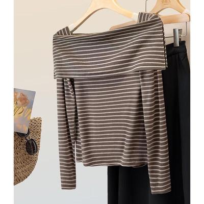 Sibaishe Women's Contrast Stripe Long Sleeve T-shirt