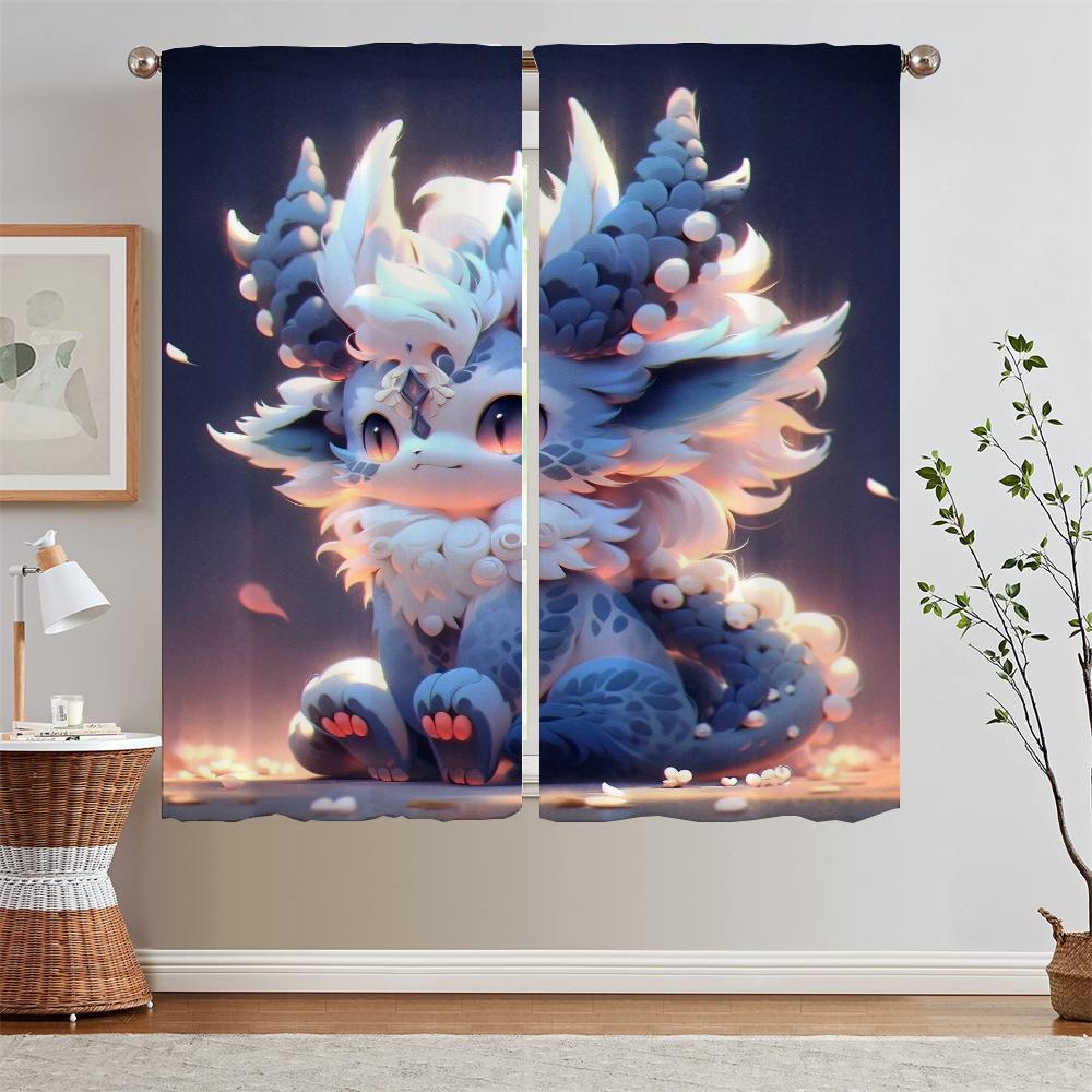 

Милый маленький дракончик для дома и декора, короткие оконные шторы для гостиной, кудри, затемняющие шторы, затемняющие щупальца W132xH274cmx2pcs-CL