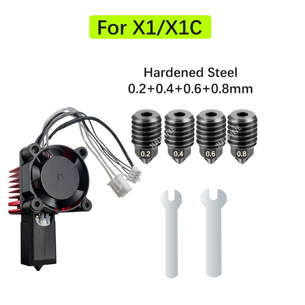 Für Bambu Lab P1S Hotend Komplette Baugruppe Upgrade Gehärteter Stahl Extruder-Kit Für X1 X1C P1P P1S Lüfterdüse X1 Carbon Hot End