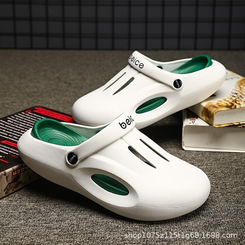 

Hole shoes men s new summer wear non-slip dual-purpose bag head slippers casual beach cool slippers 40-41 білий