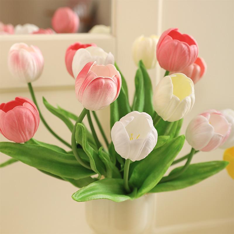 5/10Pcs Tulip Artificial Flowers Bouquet 33cm Fake Flowers for Home Room Decor Garden Wedding Decoration Vase Flower Arrangement