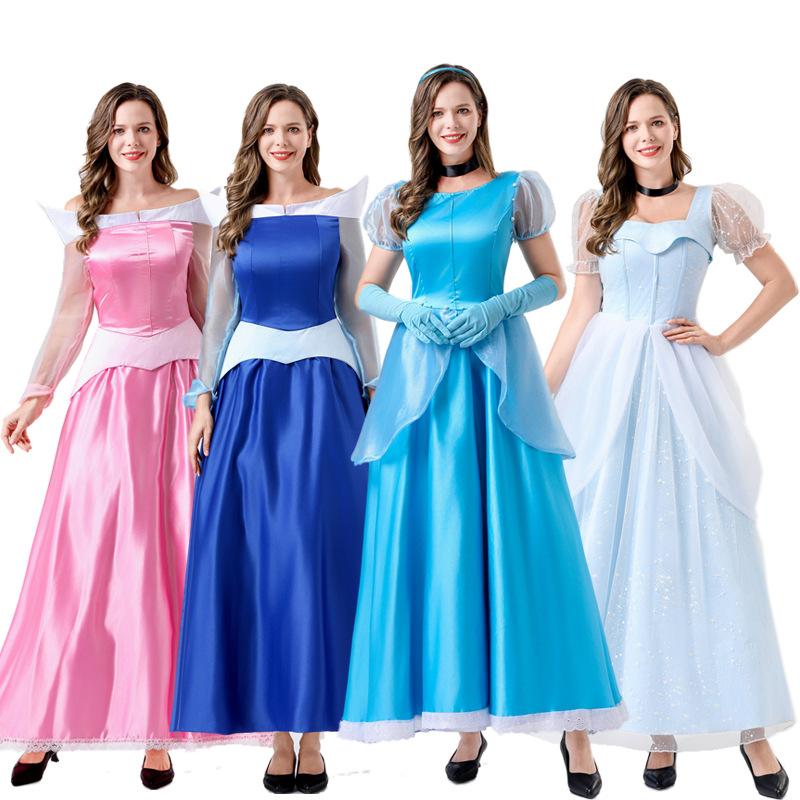 Schönheits Prinzessinnenkleid Rosa Blau Cosplay Kostüm Lange Kleider Verkleidungskleidung Auftritt Party Geburtstag Halloween Weihnachten Robe Erwachsene Frauen