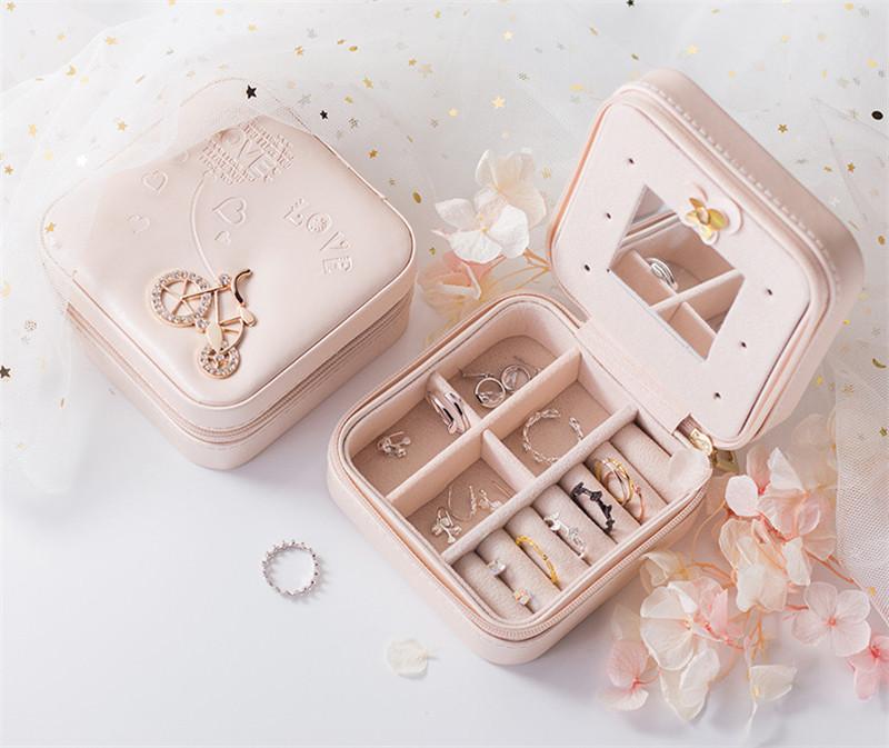 Kleine Reise-Schmuck-Organizer-Box, Kosmetik-Make-up-Organizer, Schmuckschatulle, Ohrringe, Aufbewahrungsbox, Sarg, Etui, Behälter