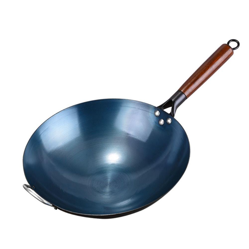 Round Bottom Iron Pot Anti-scalding Frying Pan Chinese Traditional Iron Wok Household Use