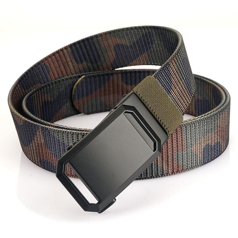 Nowy męski pasek dojazdowy z automatyczną klamrą nylonową, uniwersalny, dwuwarstwowy, gruby pasek do użytku na świeżym powietrzu