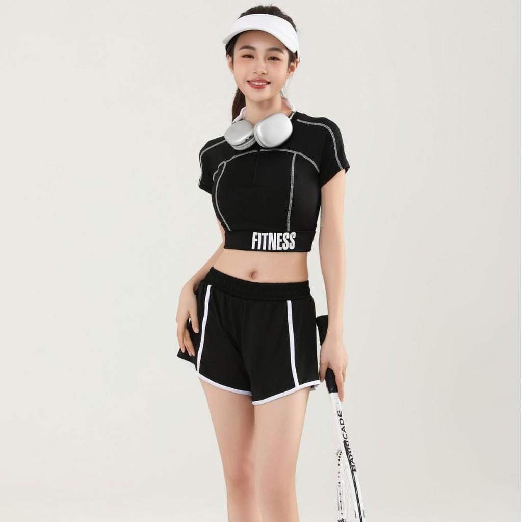 Dámská sportovní plavková souprava - 2025 Přiléhavé plavky s krátkým rukávem pro jaro/léto