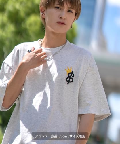 IMPROMES Casual SIDEWAYSTANCE Men's Black Short Sleeve T-Shirt with Thick Embroidered Crown S Logo