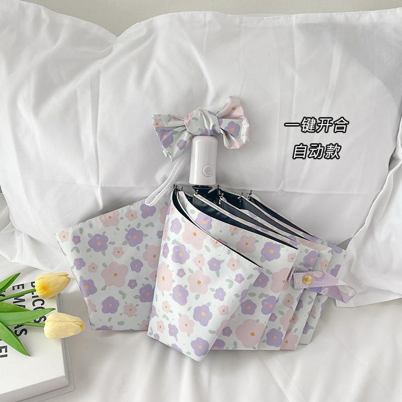 Instagram Style Sun Umbrella For Both Rain And Sunshine, Strawberry Rabbit Women'S Uv Resistant Fully Automatic Triple Fold Umbr