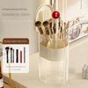 Dustproof Automatic Lifting Makeup Brush Holder with Lid Transparent Makeup Brush Storage Tube Large Capacity Multi-grid