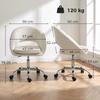 Velvet Desk Chair, Modern Office Chair with Height-Adjustable, Wheels, for Home Study Bedroom, Cream