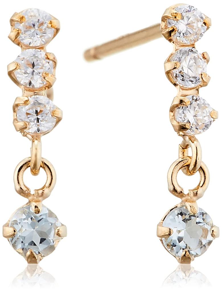 ESTELLE Earrings in 10K Yellow Gold with March Birthstone Aquamarine [Official] [Web Exclusive] Women's (0222-8669-0019-0000)
