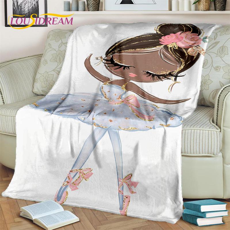 Snová baletka, balerína, víla, labuť, jednorožec, kreslená deka, měkká přehozová deka pro domov, ložnici, postel, pohovku, piknik, cestování, pro děti